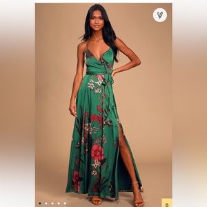 Lulus Green Satin Formal Dress, Medium